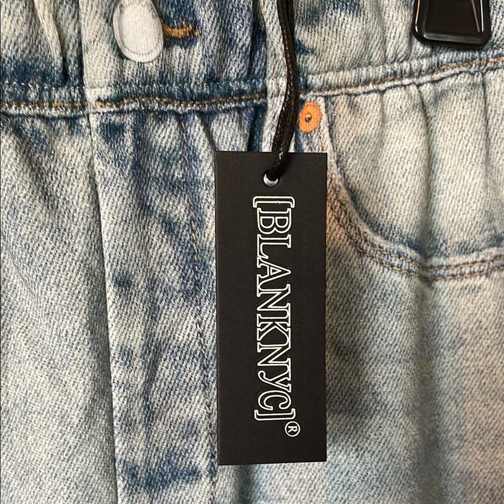 Blank NYC Revolve Faux Blue Jean Shorts High-Waisted Casual - Picture 2 of 7